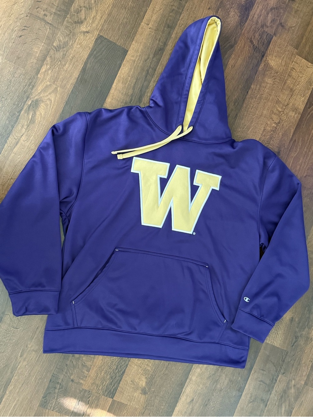 Champion UW Huskies Purple Hoodie with Yellow Hood Lining
